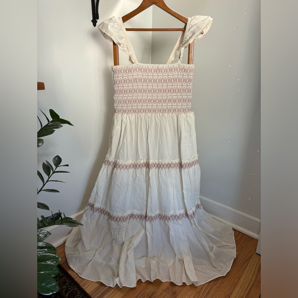 Madewell Lucie Smocked Tiered Midi Dress - Small NEW!